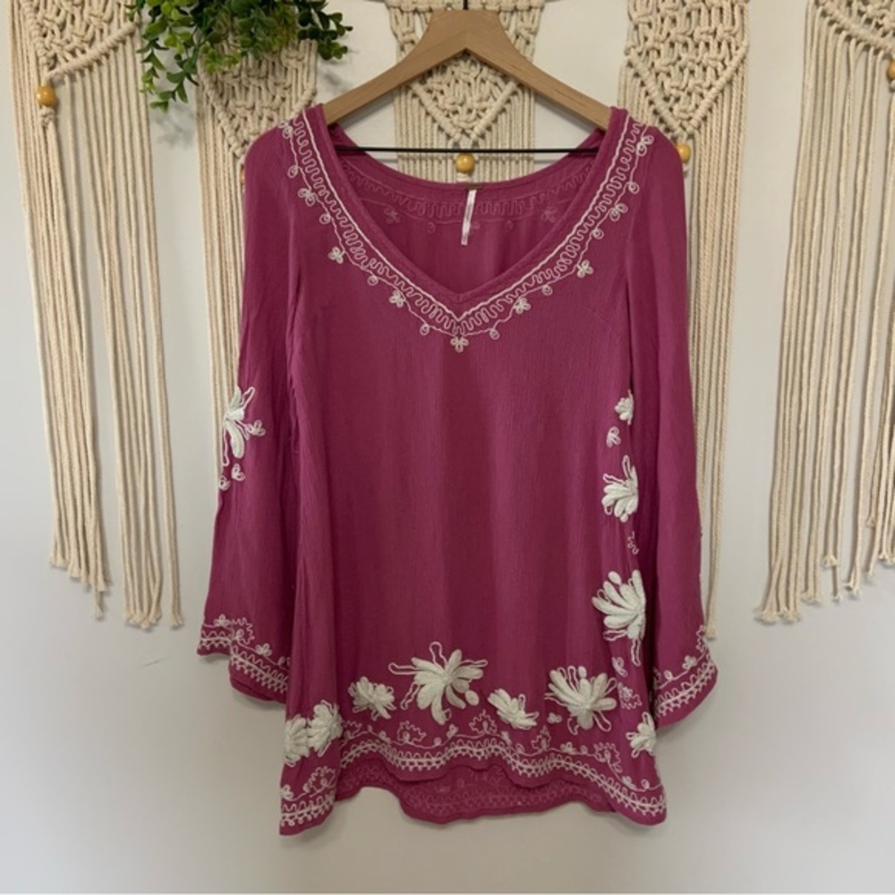 FREE PEOPLE Skyfall Embroidered Dress Purple Size Small - Picture 2 of 13